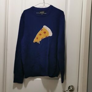 Bonobos Blue Sweater with Pizza Graphic